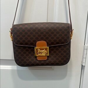 CELINE vintage Brown Patterned Shoulder Bag